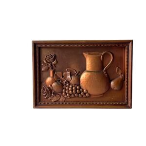 Vintage Coppercraft Guild Still Life Wall Art: 3D Copper Plate Decor